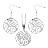 Women's Stainless Steel Earring and Pendant Swirl Design Jewelry Set