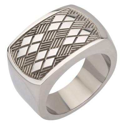Men's 316L Stainless Steel Chess Pattern Ring