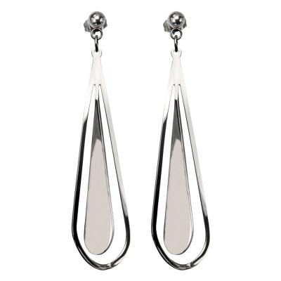 Women's Stainless Steel Tear Drop Layer Twist Polished Dangling Stud Earrings