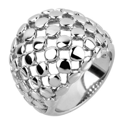 Womens 316L Stainless Steel Cocktail Ring with Diamond Shape Cut Out Design