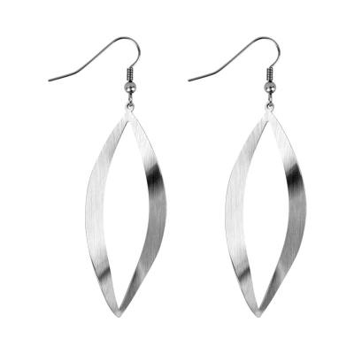 Women's Stainless Steel Bended Leaf Earrings, Matte Finish