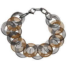 Women's Stainless Steel Gold Circle Polished Wire Bracelet with Extender
