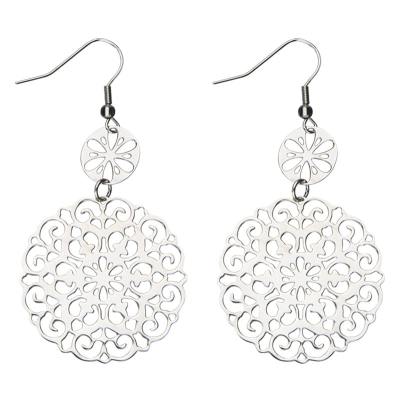 Women's Stainless Steel Filigree Flower Pattern Earrings