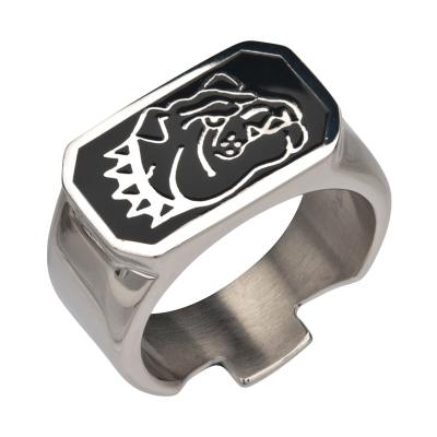 Men's Bottle Cap Opener Bulldog Ring
