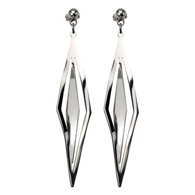 Women's Stainless Steel Diamond Layer Twist Polished Dangling Stud Earrings
