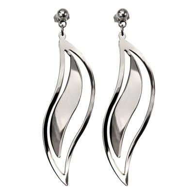 Women's Stainless Steel "S" Layer Twist Polished Dangling Stud Earrings