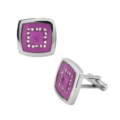 Men's 316L Stainless Steel Lavender Cufflinks with Cubic Zirconia