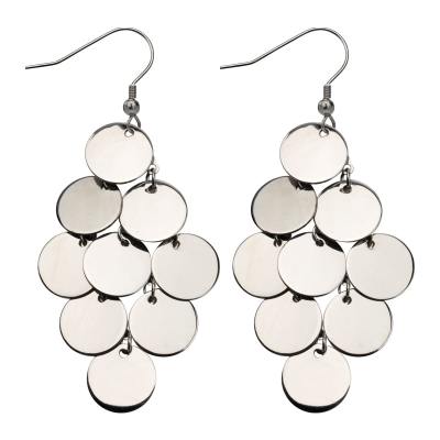 Women's Stainless Steel Polished Solid Circles Diamond Shape Dangling Earrings.